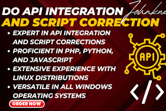 do API integration and script corrections with PHP, python and javascript