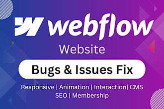 fix webflow website bugs or layout, seo, responsive issues