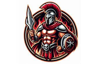 design outstanding gladiator mascot esport logo for you with express delivery
