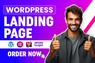 do wordpress landing page design, elementor landing page or one page website