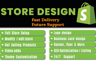 design, redesign shopify store, amazon ebay dropshipping, business store logo