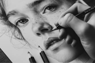 draw realistic pencil sketch, portrait and drawing from photo