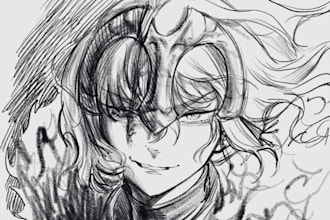 sketch commission anime art from just one theme word