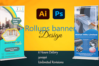 design print ready roll ups, linkedin, billboard and website banner in 6 hr