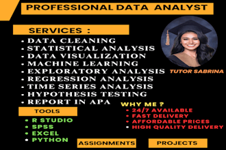 do data cleaning, visualization, analysis by r studio , spss, sas and tableau