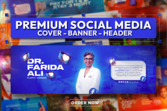 make premium linkedin header, facebook cover, youtube banner,