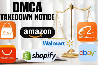 send dmca takedown notice for removal copyright contents from shopify ebay etsy