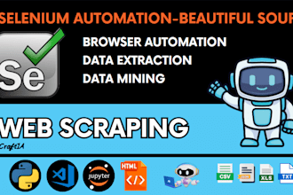 do selenium automation, python web scraping, beautiful soup