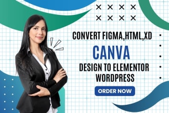 convert figma,html,xd,canva to wordpress website