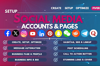 create social media accounts, set up business pages, and optimize for you