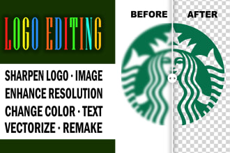 recreate logo, sharpen image, vectorize, upscale, clean up