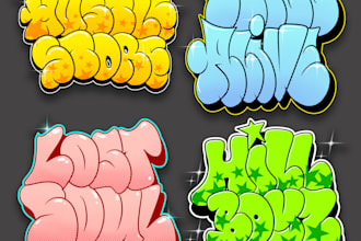 create cool bubble graffiti for your brand, logo, merchandise, etc