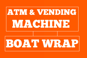 atm machine vending machine boat wrap, boat decal wrapping, vending machine logo