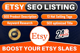 do etsy SEO listing with titles, product descriptions, and tags to increase sale