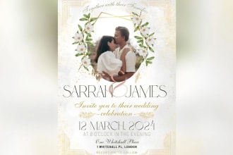 a wedding invitation with your photo which will be edited