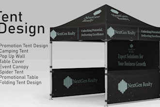 design canopy tents, table covers, feather flags, and more