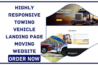 design towing company website moving landing page movers logistics website