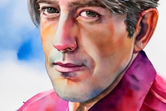illustrate watercolor portrait illustration