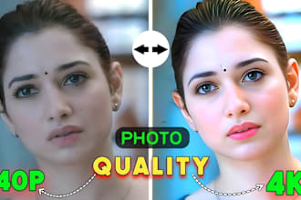 make low resolution photo to 4khd high resolution and repair, retouch your image