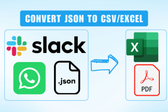convert json to CSV excel, slack, whatsapp chats data conversion