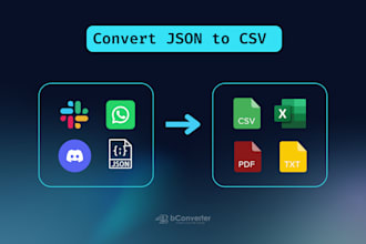 convert json to CSV excel, slack, whatsapp chats data conversion