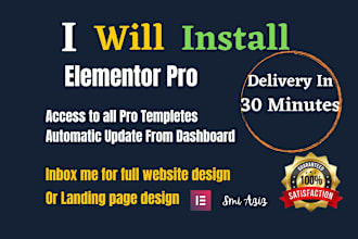 install elementor pro updatable plugin, design landing page