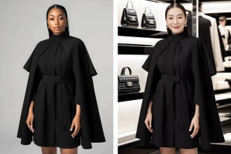 place your fashion design in stunning background with ai model