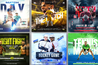 design fitness flyer, sports graphics for football, golf, hockey, soccer, gym