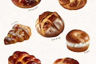 draw your food illustration in digital