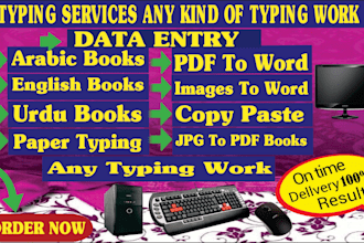do book data entry and typing in arabic urdu and english