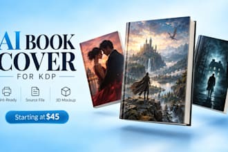 design an ai book cover for amazon KDP with print ready files