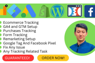setup google analytics 4, conversion tracking, ga4, ecommerce tracking and GTM
