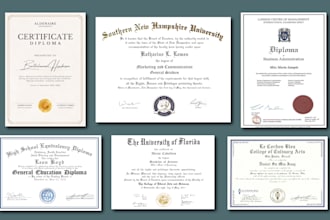 design custom diploma certificate, degree, or award certificates