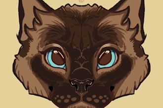 draw a portrait of your pet dog,cat,ferret in flat colours