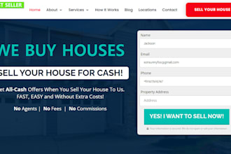 build real estate investor website or landing page