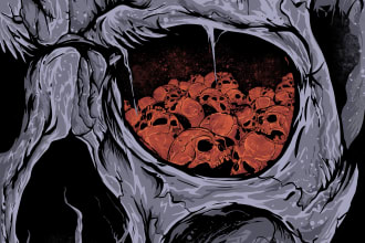 hand draw artwork with skull and skeleton for your brand