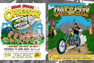 create a hand drawn cartoonist poster for any event