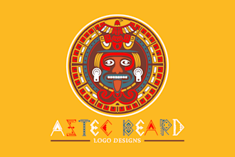 do design prehispanic aztec beard and mexican logo