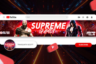create an epic unique youtube banner, linked, facebook, twitch, kick,unique logo