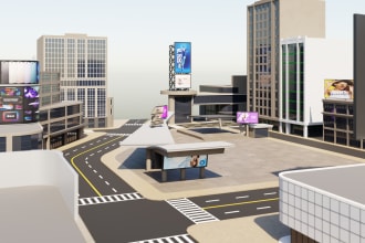 create a 3d environment for a game or metaverse in blender