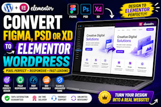 convert figma, PSD or xd to elementor wordpress
