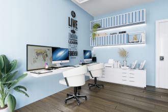 do interior design for office, home office and workspace