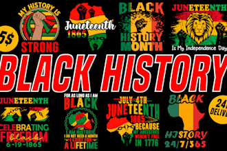 typography on american style juneteenth or black history month tshirt design
