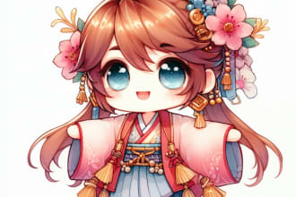 art  watercolor cute chibi characters