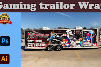 create professional box trailer, long trailer, gaming trailer wrap design
