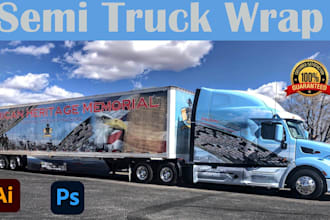 do eye catching professional semi truck wrap, truck wrap design