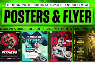 design gym, health, yoga, fitness flyer and poster