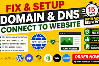 connect domain to website and setup dns, spf, dkim, dmarc