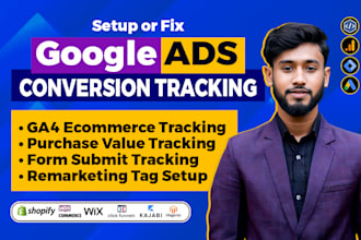 setup google ads conversion tracking ga4 ecommerce tag manager facebook pixel