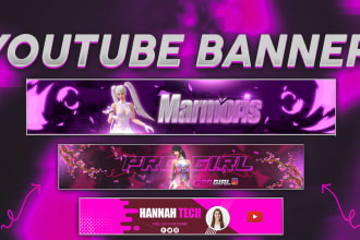 design professional youtube banner, gaming banner, twitch, kick banner
